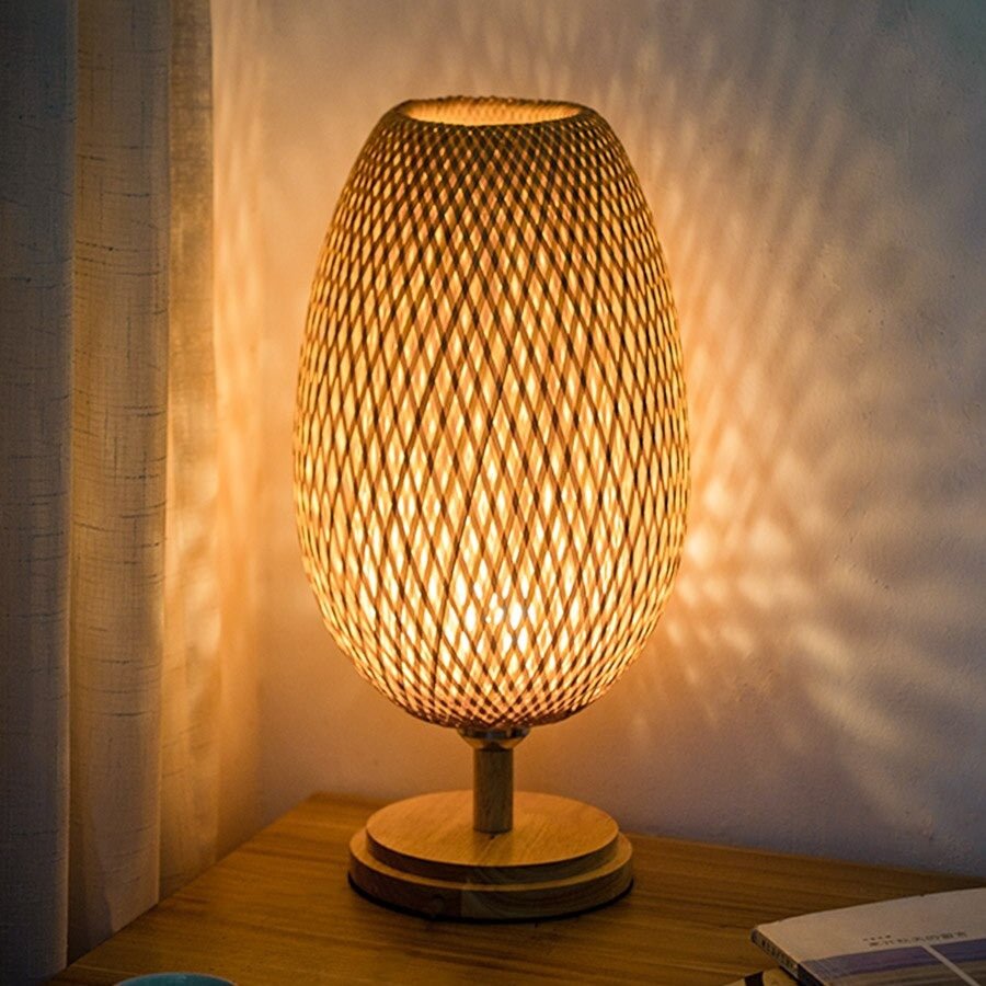 Nachttischlampe Bambus Geflochten – Produktansicht 3