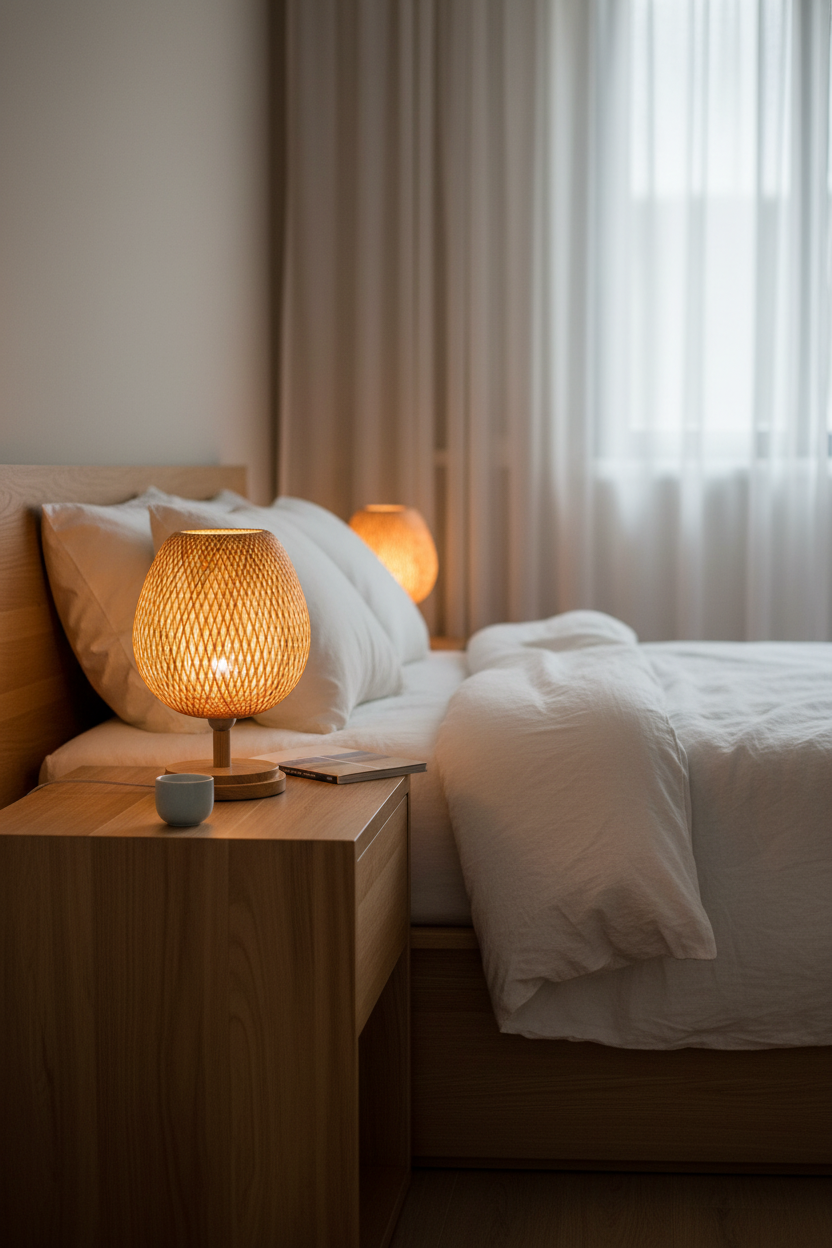 Nachttischlampe Bambus Geflochten – Produktansicht 4