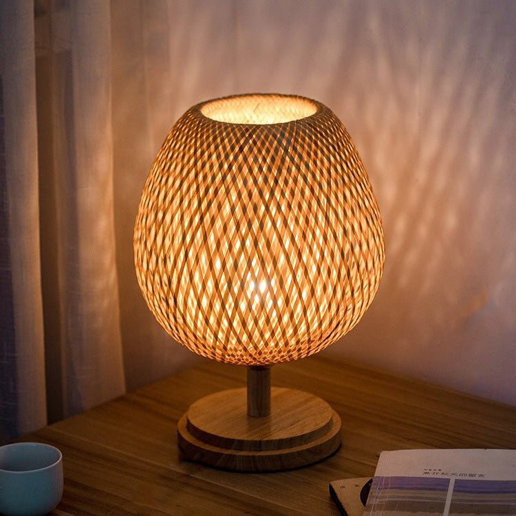 Nachttischlampe Bambus Geflochten – Produktansicht 5