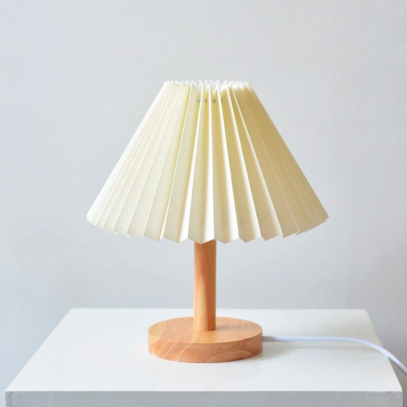 Nachttischlampe Holz Gefalteter Schirm
