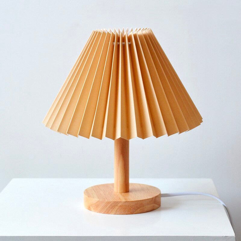 Nachttischlampe Holz Gefalteter Schirm – Produktansicht 3