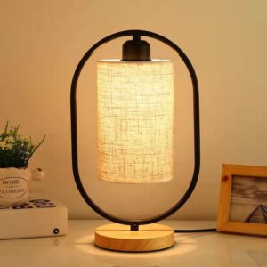 Nachttischlampe Holz Industriell
