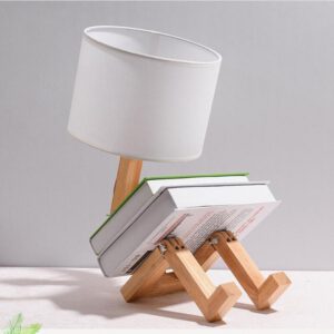 Nachttischlampe Holz Roboter