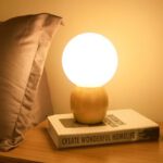 Nachttischlampe LED Holzkugel