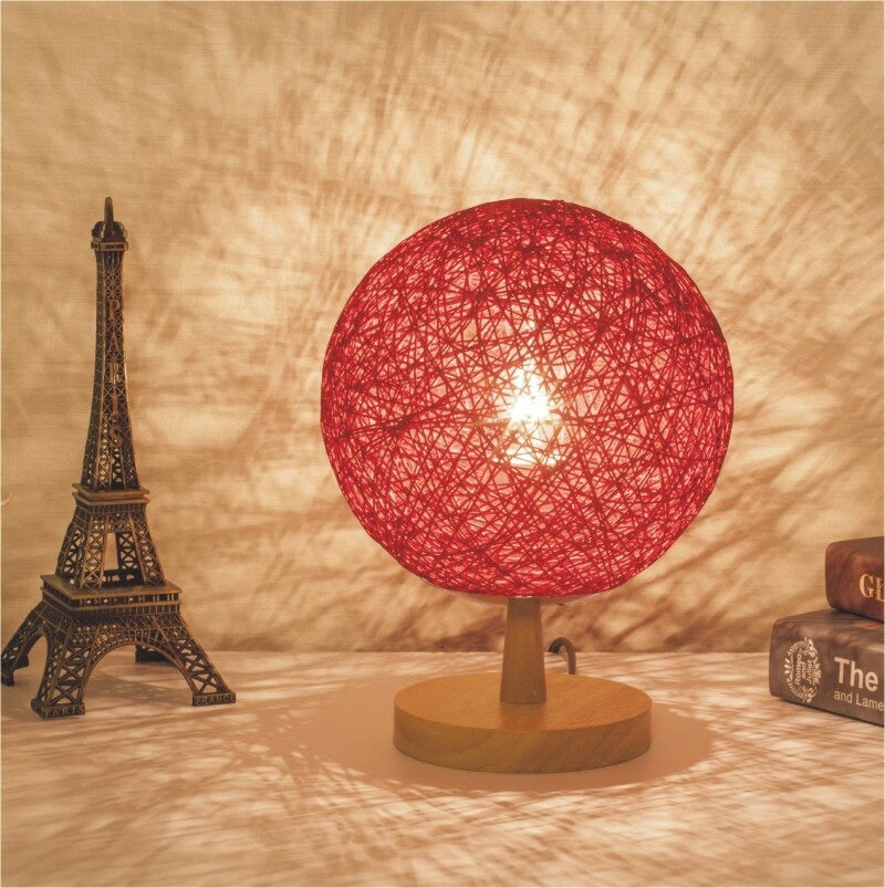 Nachttischlampe Rattan mit Holzfuß – Produktansicht 19