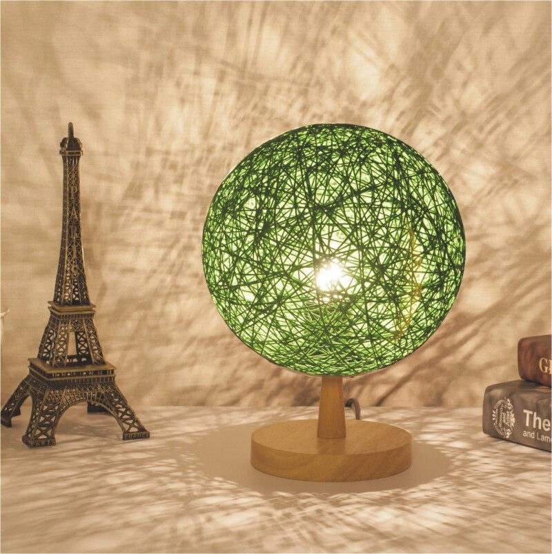 Nachttischlampe Rattan mit Holzfuß – Produktansicht 20