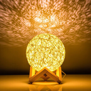 Nachttischlampe Rattan Mond