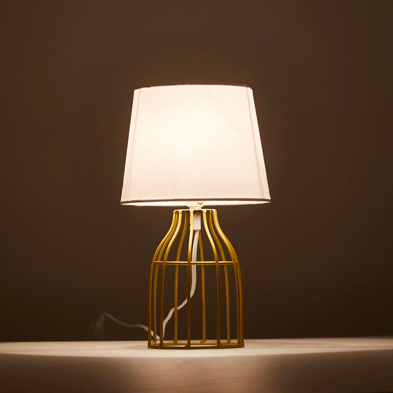 Nachttischlampe Retro Metall Gold Weiß – Produktansicht 2