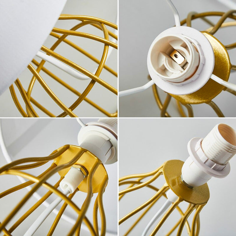 Nachttischlampe Retro Metall Gold Weiß – Produktansicht 3
