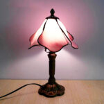 Nachttischlampe Vintage Buntglas Rosé
