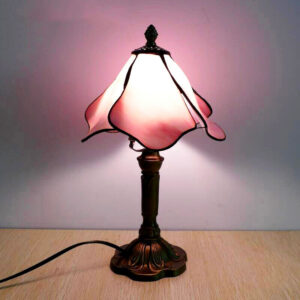 Nachttischlampe Vintage Buntglas Rosé