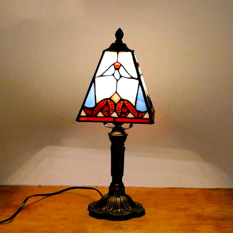 Nachttischlampe Vintage Buntglas Rot – Produktansicht 2