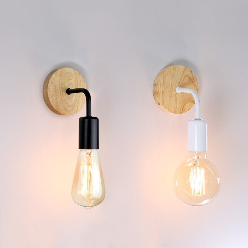 Nachttischlampe Wand Holz Zweifarbig