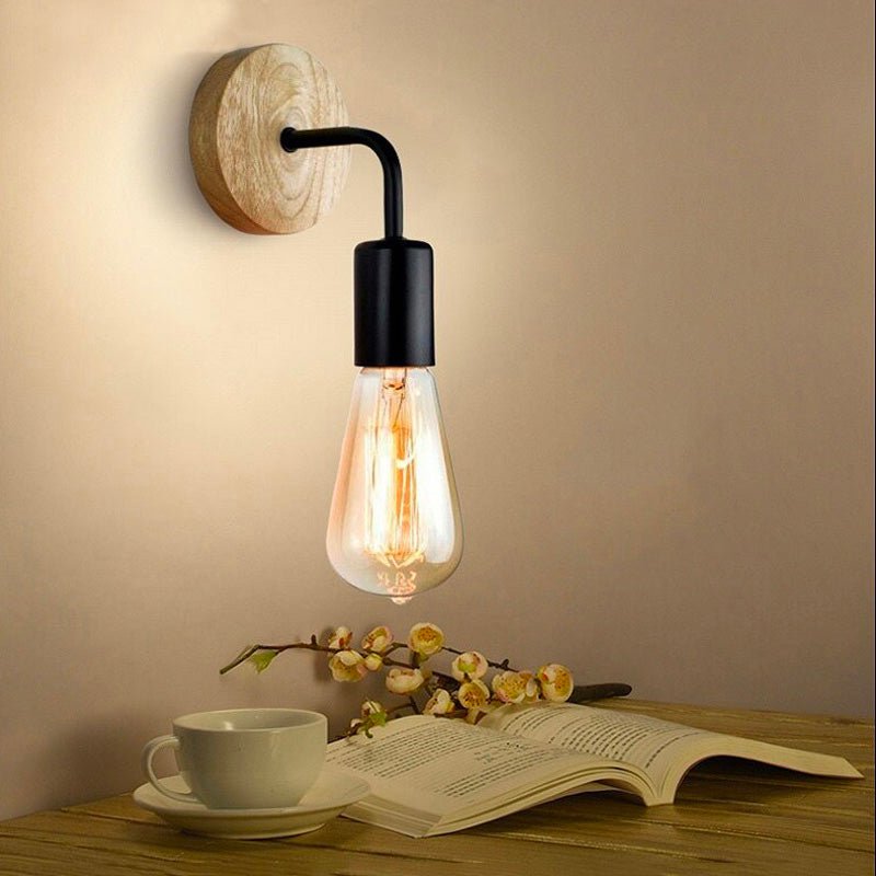 Nachttischlampe Wand Holz Zweifarbig – Produktansicht 2