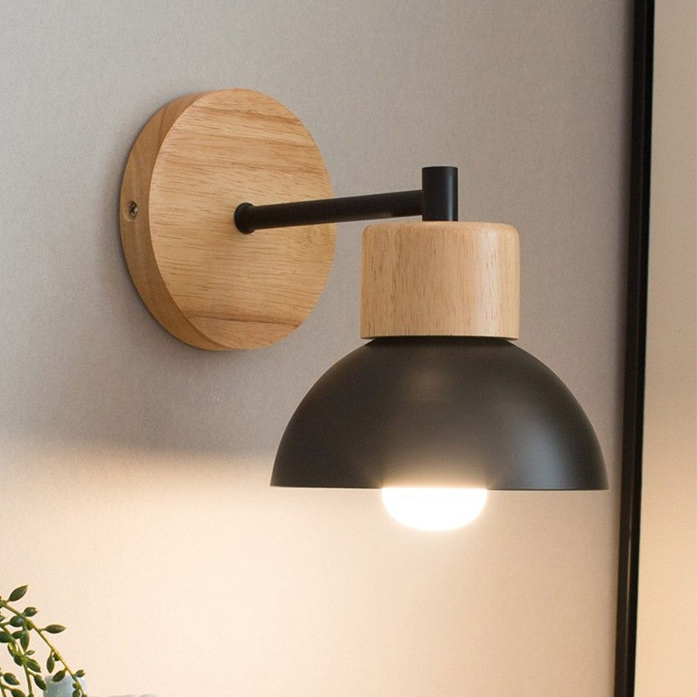 Nachttischlampe Wand Retro Holz – Produktansicht 2